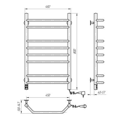 Електрична рушникосушарка NAVIN БЛЮЗ 800х480 R / SENSOR / таймер (12-006033-4880)