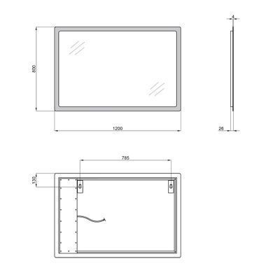 Зеркало QTAP AQUARIUS 1200х800 с LED-подсветкой QT217850701W, 800х1200
