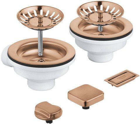 Сливной гарнитур для кухонной мойки GROHE на 2 чаши / теплый закат матовый (40998DL0)