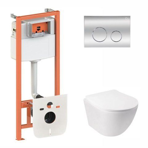 Комплект 4в1: Инсталляция для унитаза QTAP NEST + подвесной унитаз QTAP JAY ULTRA QUIET (QT07335177W45137)