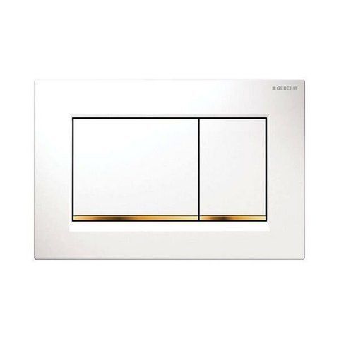 Клавиша смыва для унитаза GEBERIT SIGMA 30 / белая / золото (115.883.KK.1)