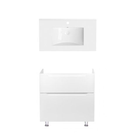 Комплект QTAP напольная тумба SCORPIO 800х825х460 мм WHITE + раковина врезная ALBATROSS QT71SC43959