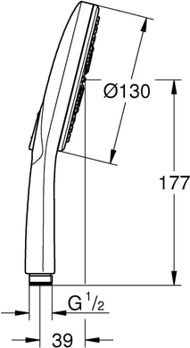 Ручной душ GROHE RAINSHOWER SMARTACTIVE 130 / 3 режима струи (22127KF0)