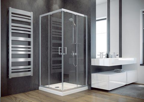 Кабіна квадратна MODERN 80X80X185: скло GRIGIO / профіль хромований (MK-80-165-G)