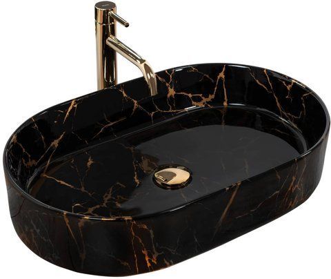 Раковина REA NADIA MARBLE SHINY 38.5х61 / черная (REA-U0539)