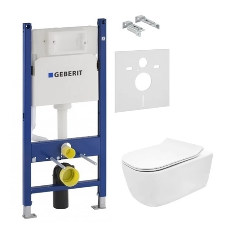 Комплект 4в1: Инсталляция для унитаза GEBERIT DUOFIX + подвесной унитаз REA MATEO 35х51.5 + сиденье SLIM SOFT-CLOSE (REA-C1258+458.126.00.1)
