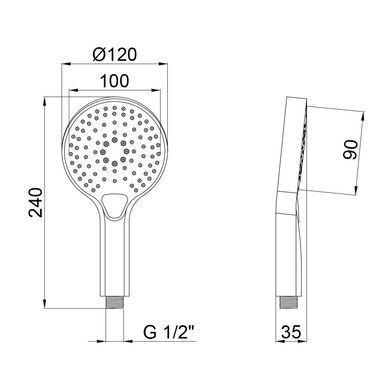 Лейка для ручного душа QTAP RUCNI 120х120 BLACK MATT (QTRUCA120O3KBB)
