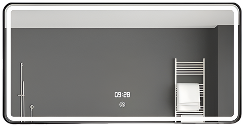 Зеркало DUSEL LED DE-M0065D 80х65 BLACK / сенсорное включение / подогрев / часы | темп (DUSEL-542)