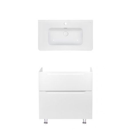 Комплект QTAP напольная тумба SCORPIO 800х825х460 мм WHITE + раковина врезная ALBATROSS 9H QT71SC43961