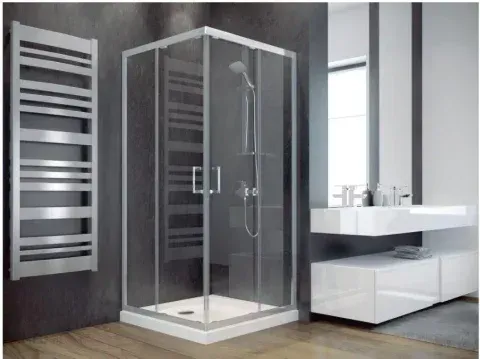 Кабина квадратная BESCO MODERN 90X90X185 стекло MROZONE / профиль хромированный (MK-90-185-M)