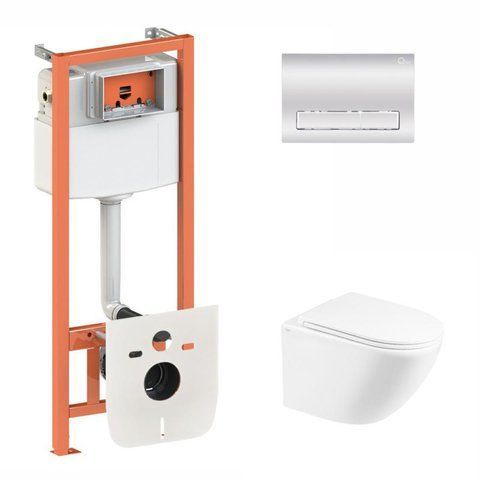 Комплект 4в1: Инсталляция для унитаза QTAP NEST + подвесной унитаз QTAP ROBIN ULTRA QUIET (QT1333046EUQW45144)