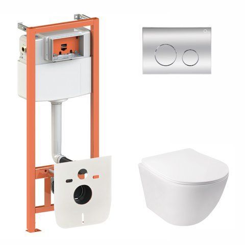Комплект 3в1: Инсталляция для унитаза QTAP NEST (QT07335176W0133M425M11112CRM)
