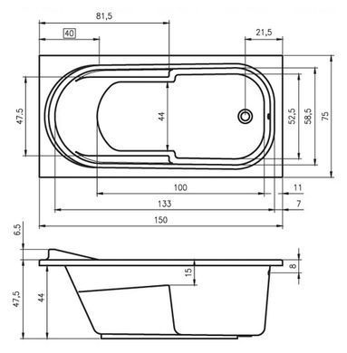 Ванна акрилова RIHO COLUMBIA 150х75 (B002001005)