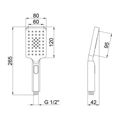 Лейка для ручного душа QTAP RUCNI 120х80 BLACK MATT (QTRUCA121N3KBB)