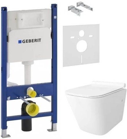 Комплект 4в1: Инсталляция для унитаза GEBERIT DUOFIX + подвесной унитаз REA RAUL 33.5х49 + сиденье SLIM SOFT-CLOSE (REA-C9660+458.126.00.1)