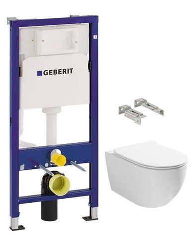 Комплект 2в1: Инсталляция для унитаза GEBERIT DUOFIX 458.103.00.1 + подвесной унитаз ASIGNATURA SIMPLE BEND / сиденье SOFT CLOSING (458.103.00.1+37822805)