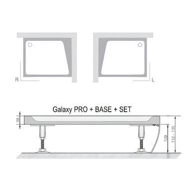 Панель для душевого поддона RAVAK GALAXY PRO GIGANT PRO 120х80 SET L / пластик / белая (XA83GL01010)