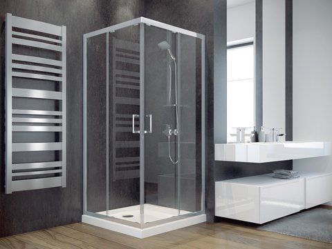 Кабіна квадратна MODERN 90X90X185 універсальна: скло прозоре/ профіль хромований (MK-90-185-C)