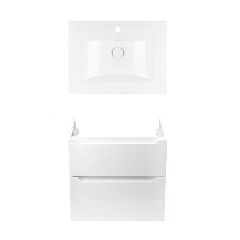 Комплект QTAP подвесная тумба SCORPIO 600х585х460 мм WHITE + раковина врезная ALBATROSS QT71SC43964