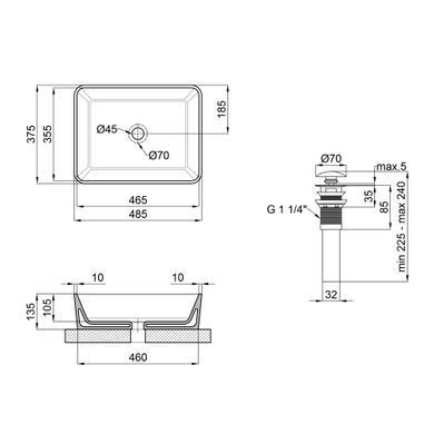 Раковина QTAP TERN 37х48 / черная / донный клапан (QT172074MBMB)