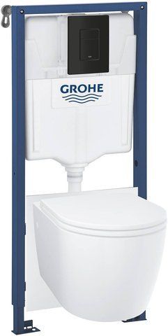 Комплект 4в1: Инсталляция для унитаза GROHE SOLIDO + подвесной унитаз GROHE START ROUND / сиденье SOFT CLOSE + клавиша смыва GROHE EVEN (103847SH00)