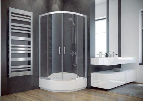 Кабіна півкругла MODERN 80X80X165 універсальна: скло MROZONE, профіль хромований (MP-80-165-M)