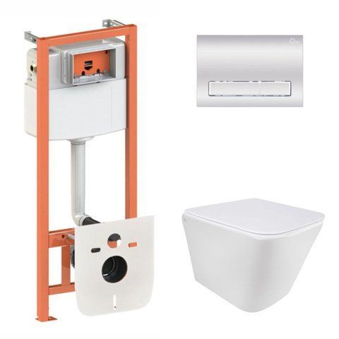 Комплект 4в1: Инсталляция для унитаза QTAP NEST + подвесной унитаз QTAP TERN ULTRA QUIET (QT1733052EUQW45160)