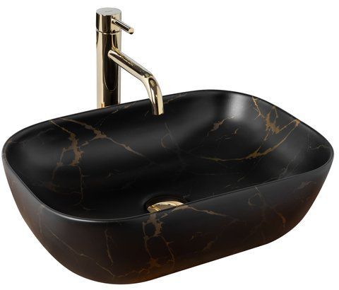 Раковина REA BELINDA BLACK MARBLE MATT 33.5х46.5 / черная (REA-U8908)