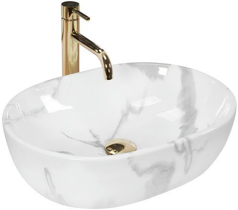 Раковина REA AMELIA MARMO SHINY 39х51 / мрамор (REA-U8001)