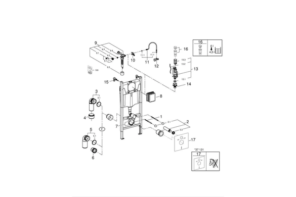 Комплект 5в1: Інсталяція для унітазу GROHE RAPID SL (39116000)