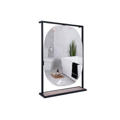 Зеркало QTAP TAURUS 600х850х1400 BLACK/WHITISH OAK с LED-подсветкой QT2478ZP600BWO, 850х600