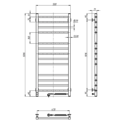 Електрична рушникосушарка NAVIN КЛАСИК КВАДРО 1200х500 R / SENSOR / таймер (12-116053-5012)