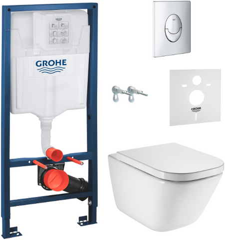 Комплект 3в1: Инсталляция GROHE RAPID SL + подвесной унитаз ROCA GAP / сиденье SOFT CLOSE (38721001+A34H47C000)