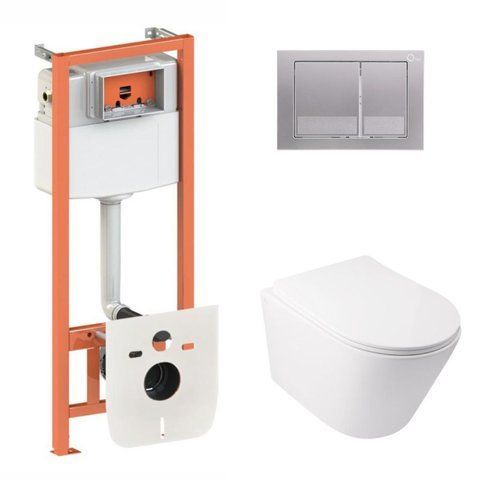 Комплект 4в1: Инсталляция для унитаза QTAP NEST + подвесной унитаз QTAP SWAN ULTRA QUIET (QT16335179W45149)