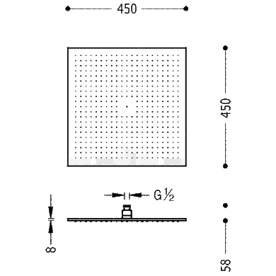 Верхний душ TRES 450X450 мм хром 29963205