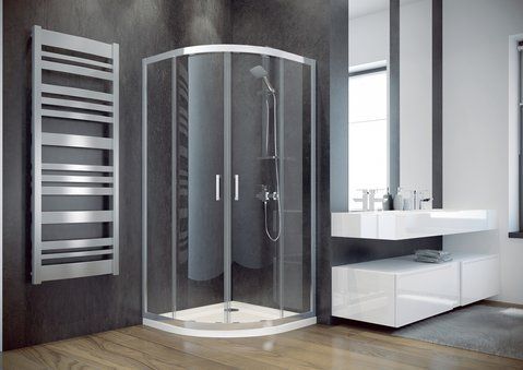 Кабіна півкругла MODERN 90X90X165 універсальна: скло MROZONE / профіль хромований (MP-90-165-M)