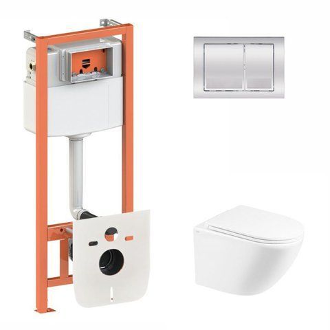 Комплект 4в1: Инсталляция для унитаза QTAP NEST + подвесной унитаз QTAP ROBIN ULTRA QUIET (QT1333046EUQW45142)