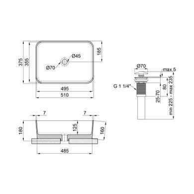 Раковина QTAP TERN 37.5х51 / донный клапан (QT1711A048W)