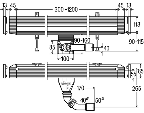 Душовий трап в стену VIEGA ADVANTIX WALL DRAIN VARIO (90мм) 736552