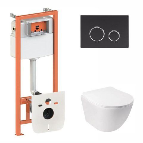 Комплект 4в1: Инсталляция для унитаза QTAP NEST + подвесной унитаз QTAP JAY ULTRA QUIET (QT07335177W45136)