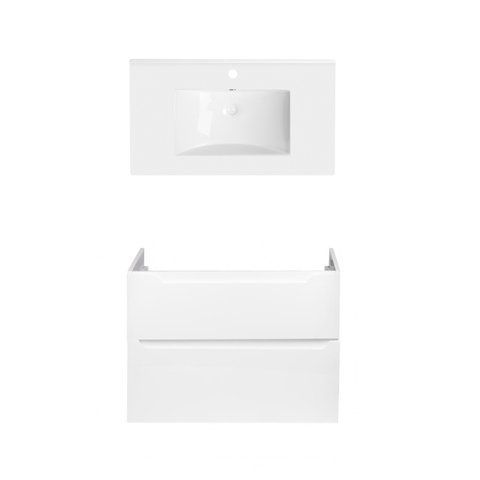 Комплект QTAP тумба подвесная SCORPIO 800х585х460 мм WHITE + урезная раковина ALBATROSS QT71SC43972