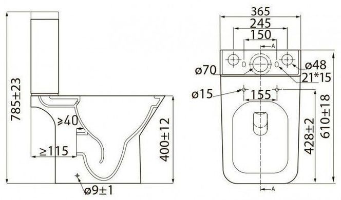 Підлоговий унітаз VOLLE LEON + сидіння SLIM SOFT CLOSE (13-11-059)