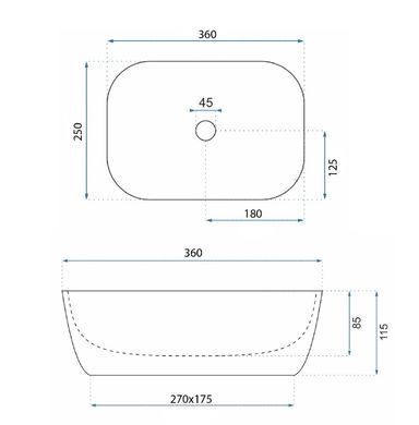 Раковина REA BELINDA MINI STONE MATT 25х36 / серая (REA-U3321)