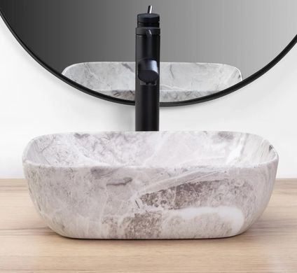 Раковина REA BELINDA MINI STONE MATT 25х36 / серая (REA-U3321)