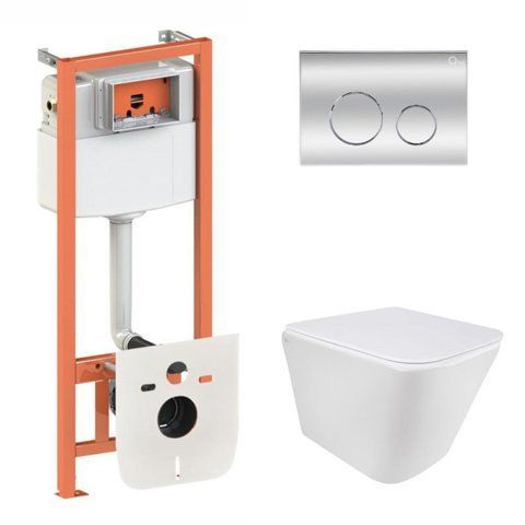 Комплект 4в1: Инсталляция для унитаза QTAP NEST + подвесной унитаз QTAP TERN ULTRA QUIET (QT1733052EUQW45158)