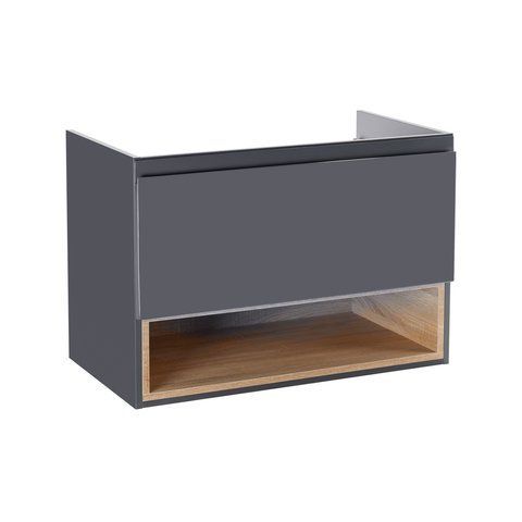 Тумба подвесная QTAP ROBIN 700х580х437 GRAPHITE/WHITISH OAK