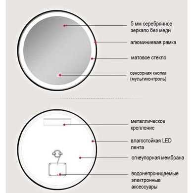Зеркало DUSEL LED DE-M2071D 80х80 BLACK / сенсорне включення / підігрів (DUSEL-527)
