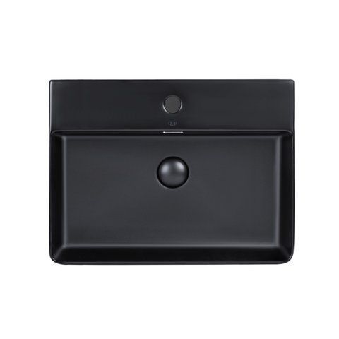 Раковина QTAP NANDO LT 42х60 / черная / донный клапан (QT12112173MBMB)