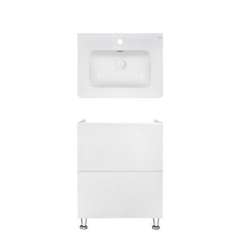 Комплект QTAP напольная тумба TERN 600х725х437 мм WHITE + раковина врезная ALBATROSS 9H QT71TE44086