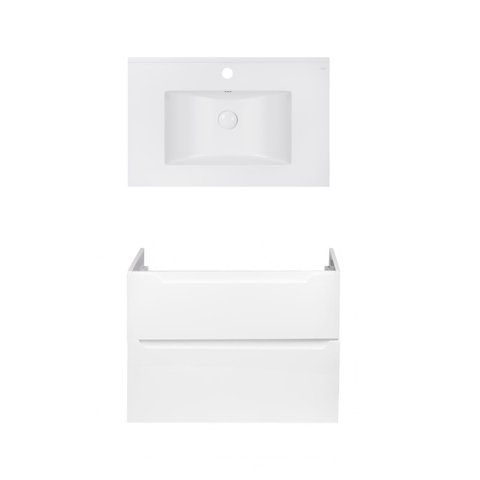 Комплект QTAP подвесная тумба SCORPIO 800х585х460 мм WHITE + раковина врезная ALBATROSS E QT71SC43975